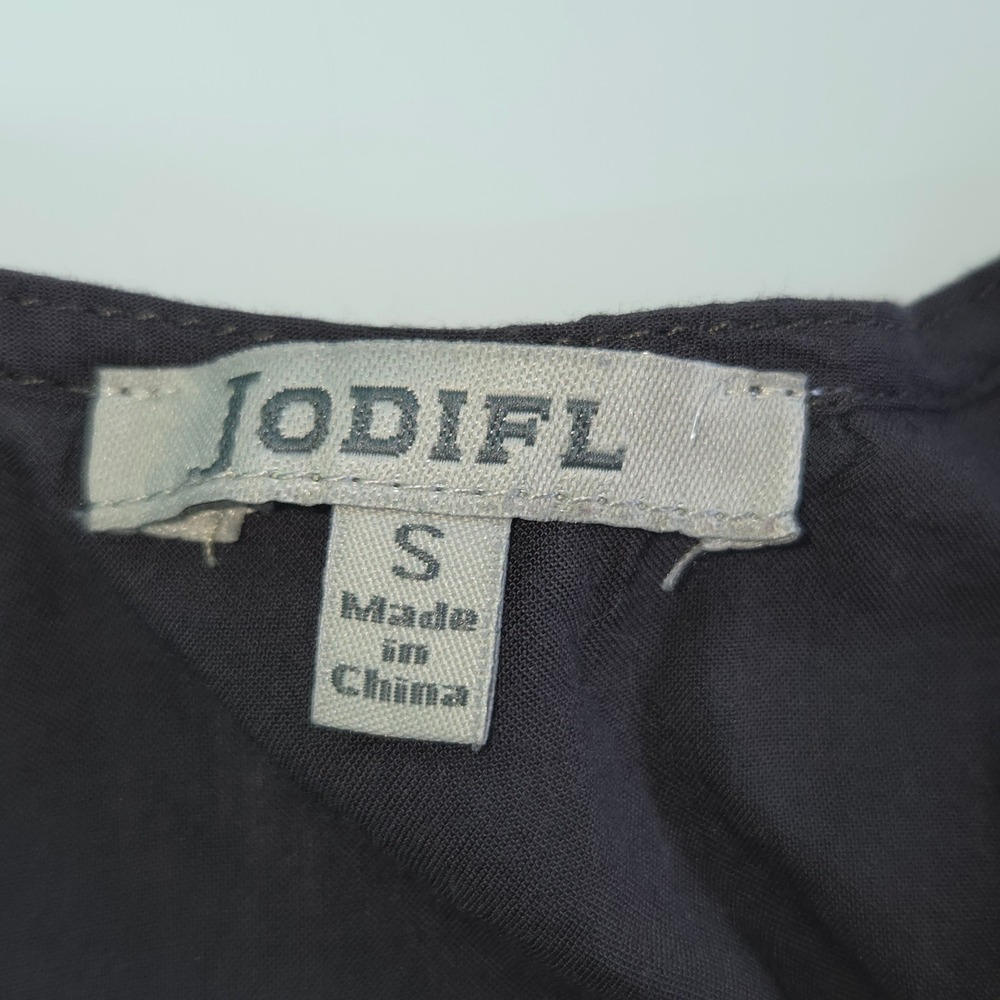 Jodifl Wrap Maxi Dress Womens Small‎ Charcoal Gray Floral Embroidered Boho J3292 - Picture 3 of 11